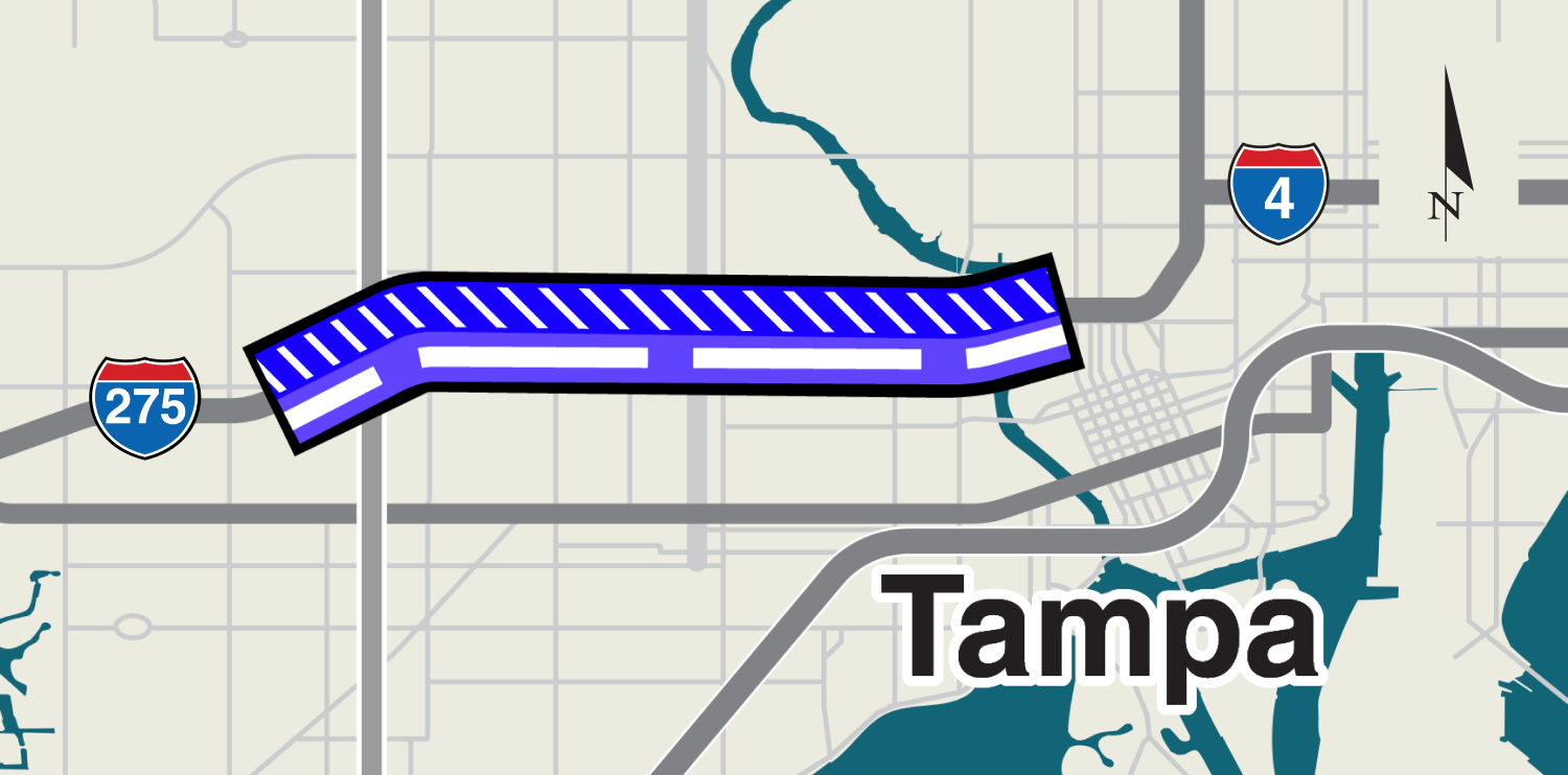 I-275 Corridor Connecting Westshore And Downtown Tampa map